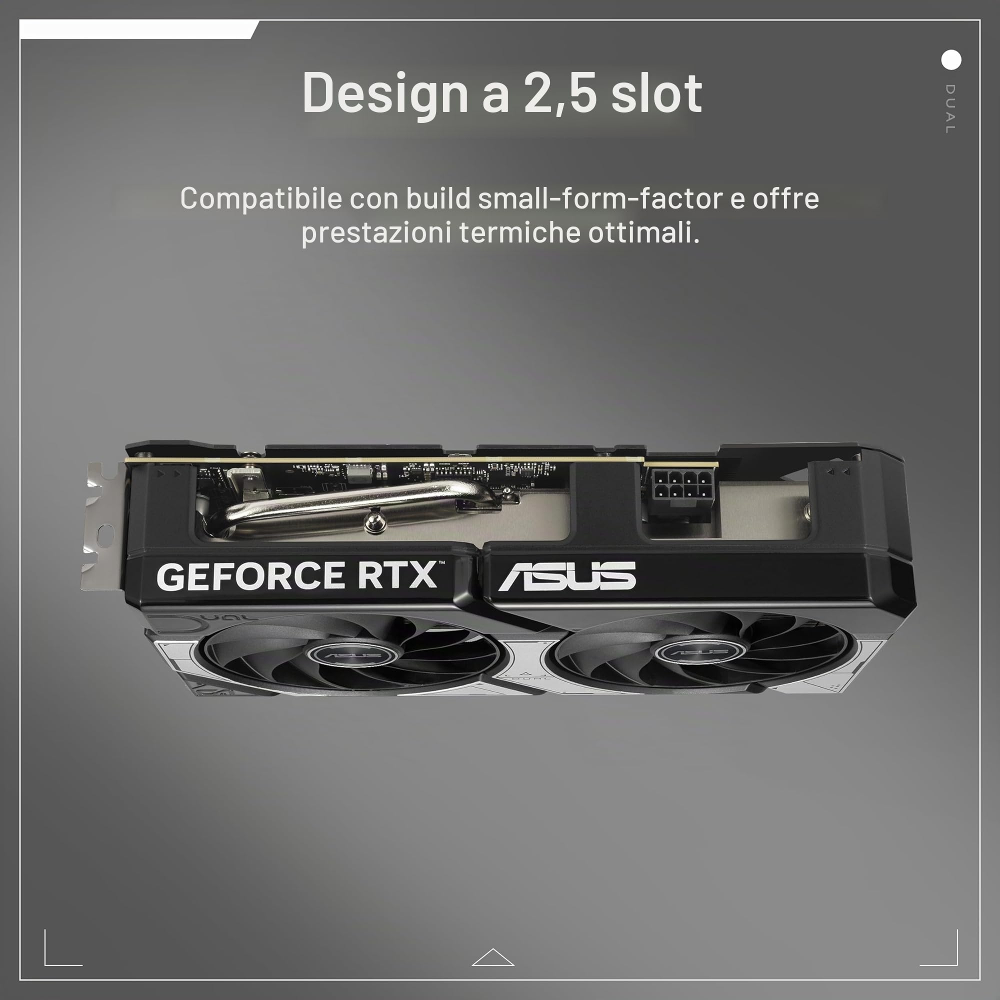 ASUS Dual NVIDIA GeForce RTX 5060 OC Edition 8 GB GDDR7 128 Bit PCIe 5.0 2.5 Ventole Axial-Tech HDMI 2.1 DisplayPort 2.1 Bianco