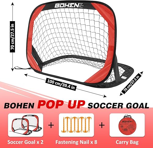 Miniatura 2 de BOHEN Porterías de fútbol desplegables para niños, red de fútbol portátil plegable para exteriores, interiores, patio trasero y playa (3.3 x 2.2