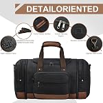 Litvyak Duffle Sac pour Voyage, Toile Voyage Sacs à Duffel Nuit Week-end Gym Transport sur sac à bagages pour les hommes & Femmes (Noir, 50L)