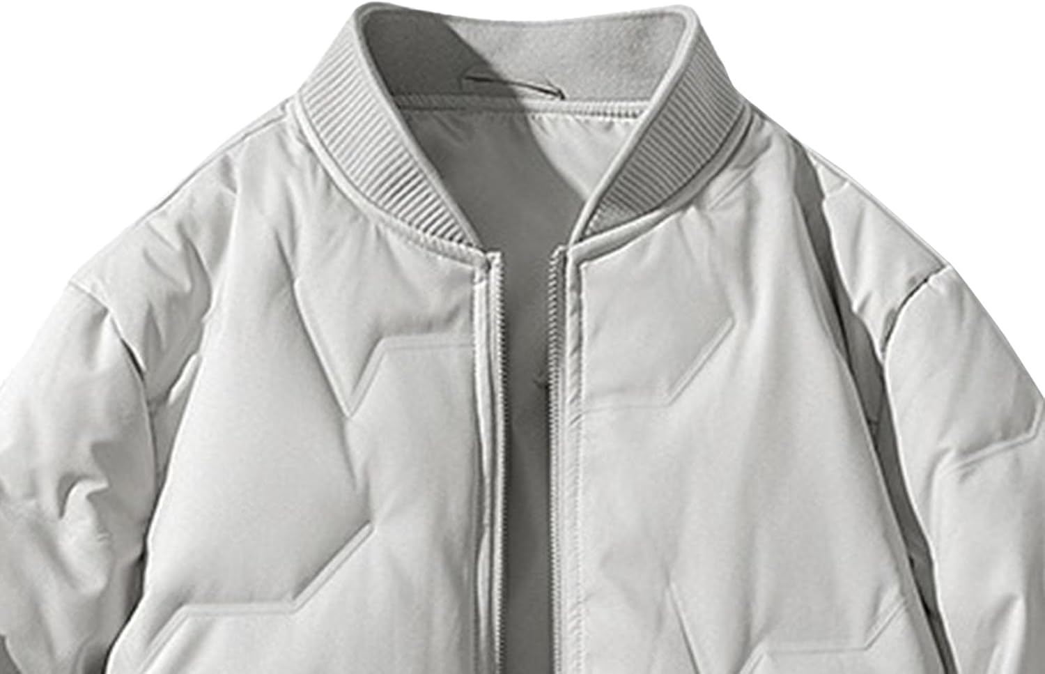 JEKE-DG Men's Zip Up Insulated Stylish Puffer Jacket Stand Collar Casual Bomber Down Coats Thicken Solid Winter Quilted Coat