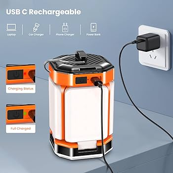 Camping Lights, BICKON 60 LEDs Ultra Bright & 25H Battery Life Camping Lantern Rechargeable, 5 Lighting Modes 15%~100% Brightness Adjustable Tent Lights For Camping, Emergency, Fishing, Garden, Hiking