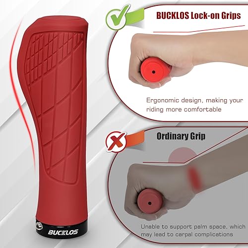 Vista 39 de BUCKLOS Empuñaduras de manillar de bicicleta con bloqueo único, mango ergonómico antideslizante para bicicleta de montaña, mango antideslizante
