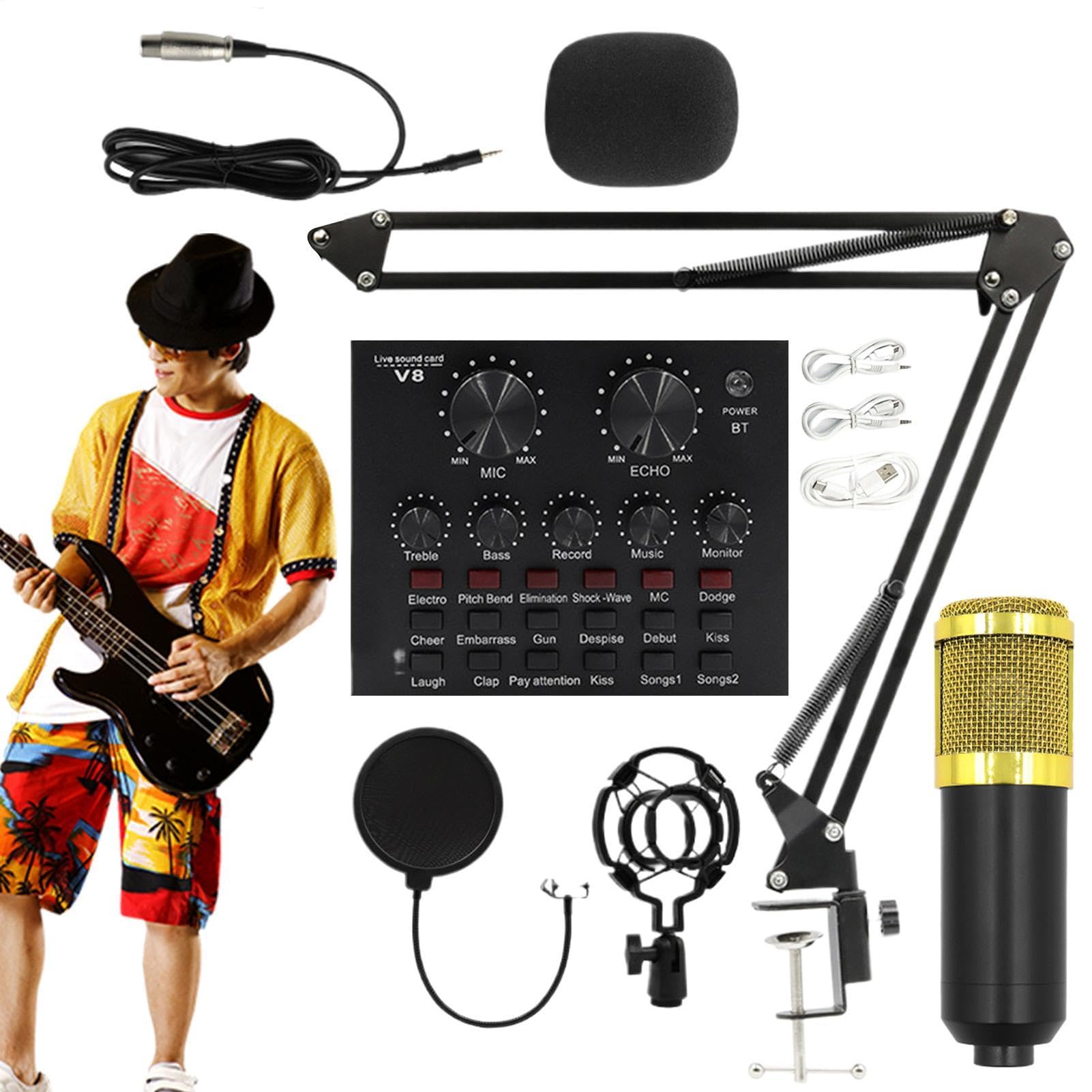 Set microfoni a condensatore Facile da Usare, Scheda Audio, Kit Audio, | Strumenti live streaming Per Registrazione In Studio, Video Live, Podcast, Cantanti, Doppiatori