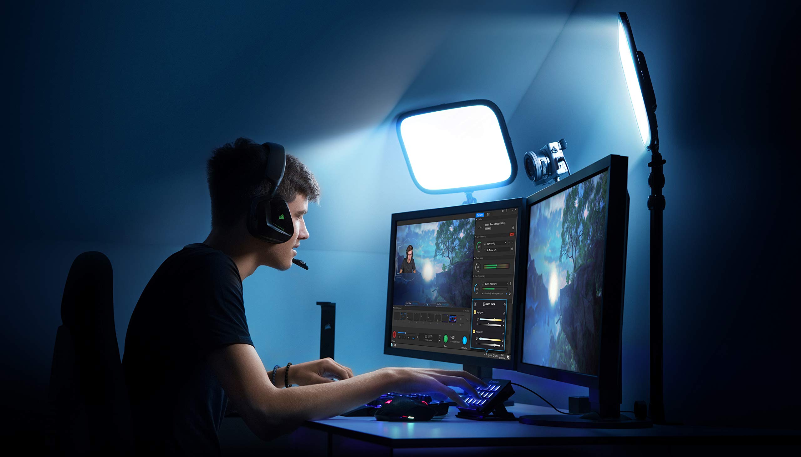 Elgato Key Light - Éclairage de studio pro 2 800 lumens avec pince pour bureau, pour streaming, enregistrement et visioconférence, avec température et luminosité réglables sur Mac, PC, iOS et Android