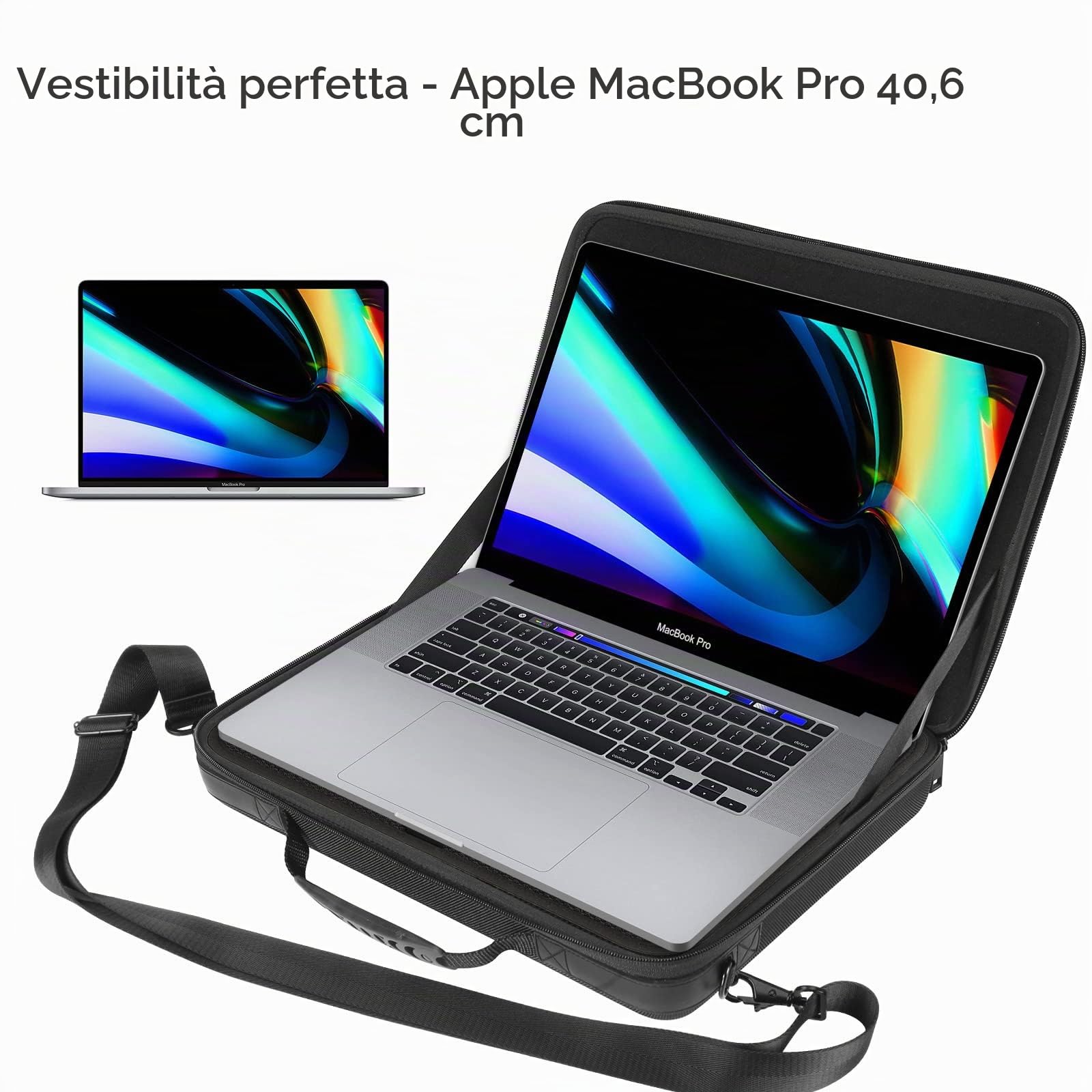 Smatree 15-16 Pollici Custodia Rigida 360° Protezione Completa Borsa Laptop Compatibile con MacBook Pro 16" 2021,Samsung Galaxy Book2 Pro 360 15.6",13" Ipad Air M3 2025,con Scomparto Accessori - Nero