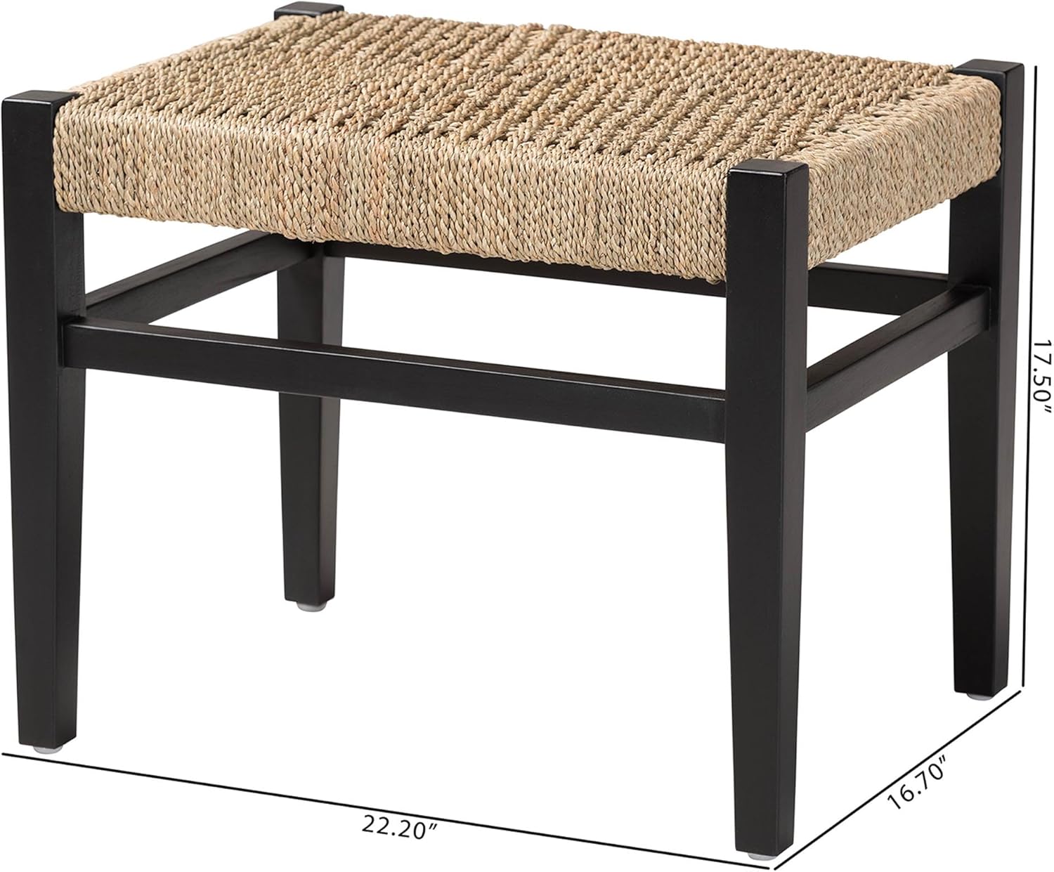 bali & pari Amber Seagrass Accent Bench Handwoven Natural Fiber Stool
