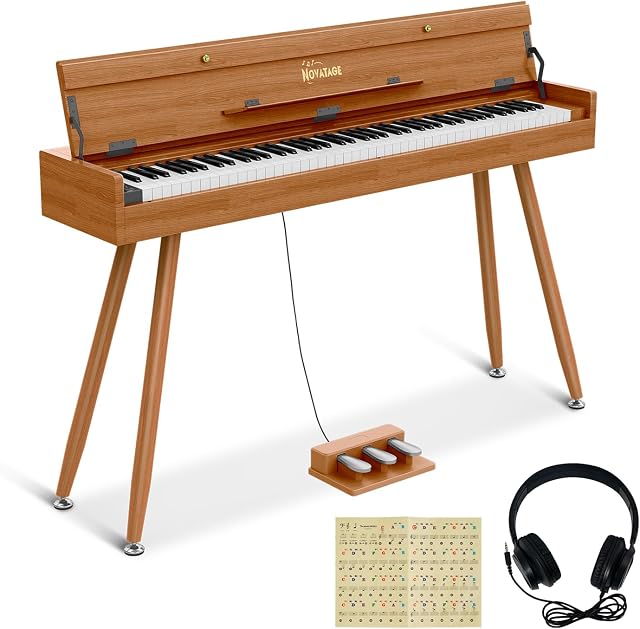 88 Key Digital Piano Keyboard for Beginners, Fully Weighted Wooden Electric Piano with Triple Pedal, Headphone, Supports MIDI Connecting, French Dream Sound Source