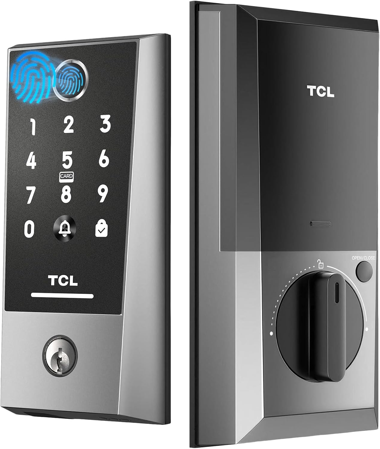 TCL Smart Deadbolt Lock for Front, AI Fingerprint Keyless Entry Door Locks with Hub-Free Wi-Fi, App Remote Control, Auto-Lock, Doorbell, 8-Month Battery, Works with Alexa & Google Assistant, D2 Plus