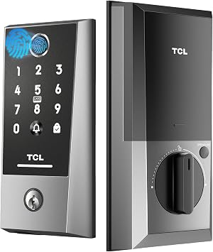 TCL Smart Deadbolt Lock, Fingerprint Keyless Entry Door Lock with Touchscreen Keypad, App Control, 8-Month Battery, WiFi Enabled, Front Door Locks Compatible with Alexa & Google Home, D2 Plus