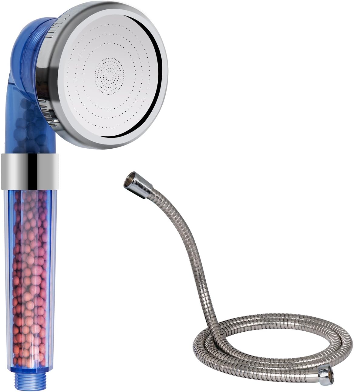 Detachable Ionic Filter Shower Head, Water Saving Stone Stream Handheld Showerhead with 4.9ft Hose Free, Anion Energy Ball Filtration High Pressure Shower Heads Purifies Hard Water for Dry Skin & Hair