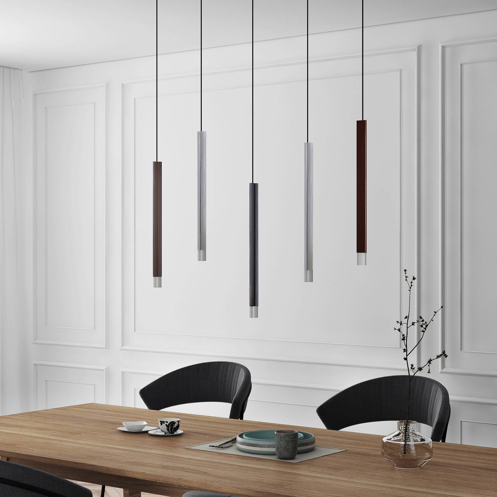 Lucande LED Stoika dimmbar (Modern) in Schwarz aus Metall (5 flammig,) Wohnzimmerleuchte