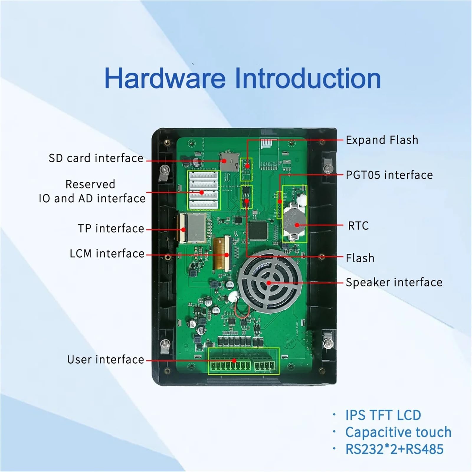 HMI touchscreen Modulo LCD da 7 pollici Pannello tattile HMI industriale 1024 * 600 con display TFT UART con schermo IPS Shell(Resistive touch)