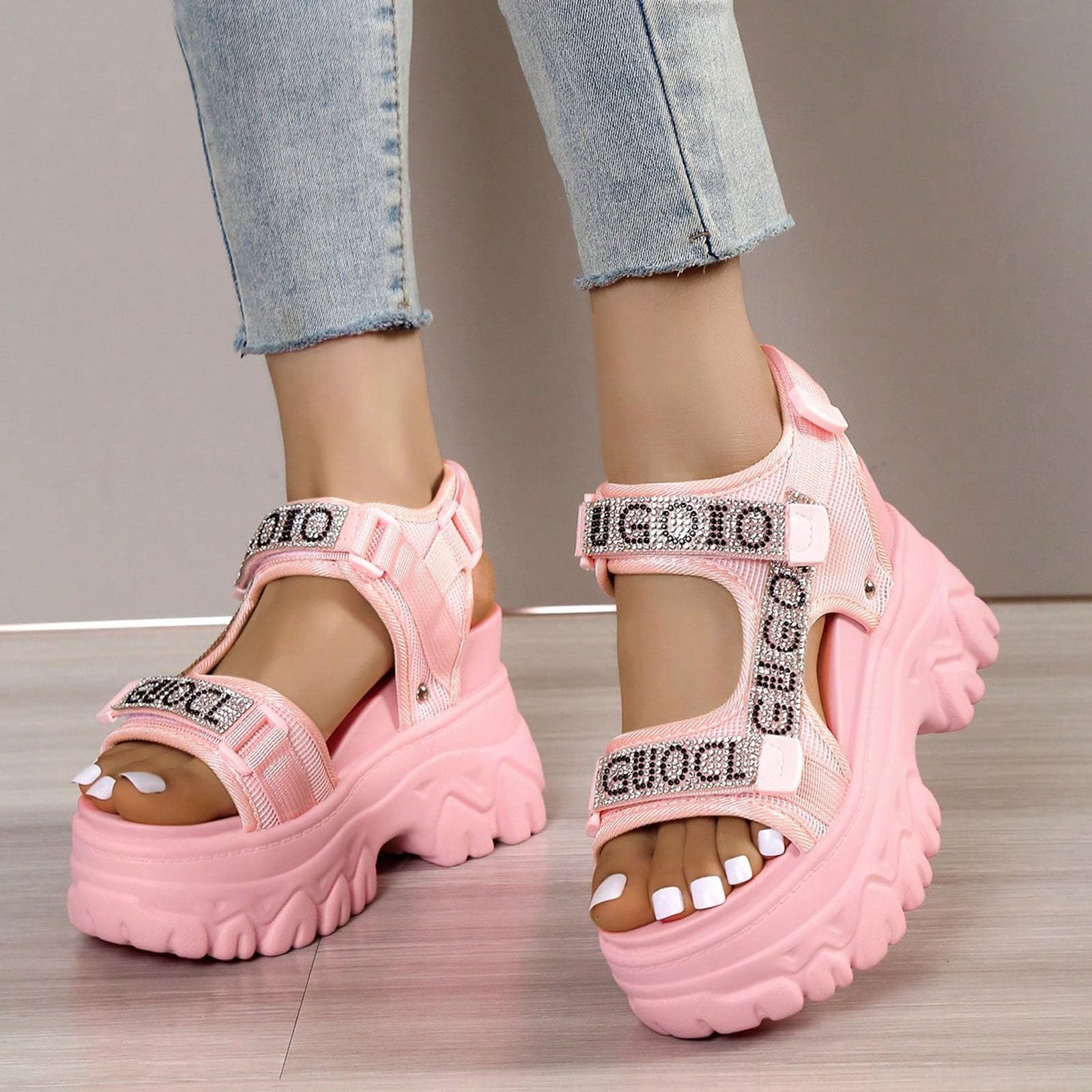 Generico Sandales Femme Compensé Confortables LéGèRes AntidéRapantes Semelle Souple Respirantes Chaussures Femme éTé Mode Mules OrthopéDiques Coupe Large Ville Usage Quotidien
