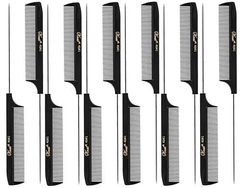 Krest Peine de cola de rata fina de 8 1/2" (12 unidades) 12 x SB-K4641-BLK