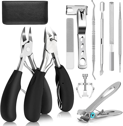 Kit de 10 cortaúñas encarnadas de acero inoxidable, kit profesional de eliminación de uñas de los pies encarnadas para uñas encarnadas y gruesas,