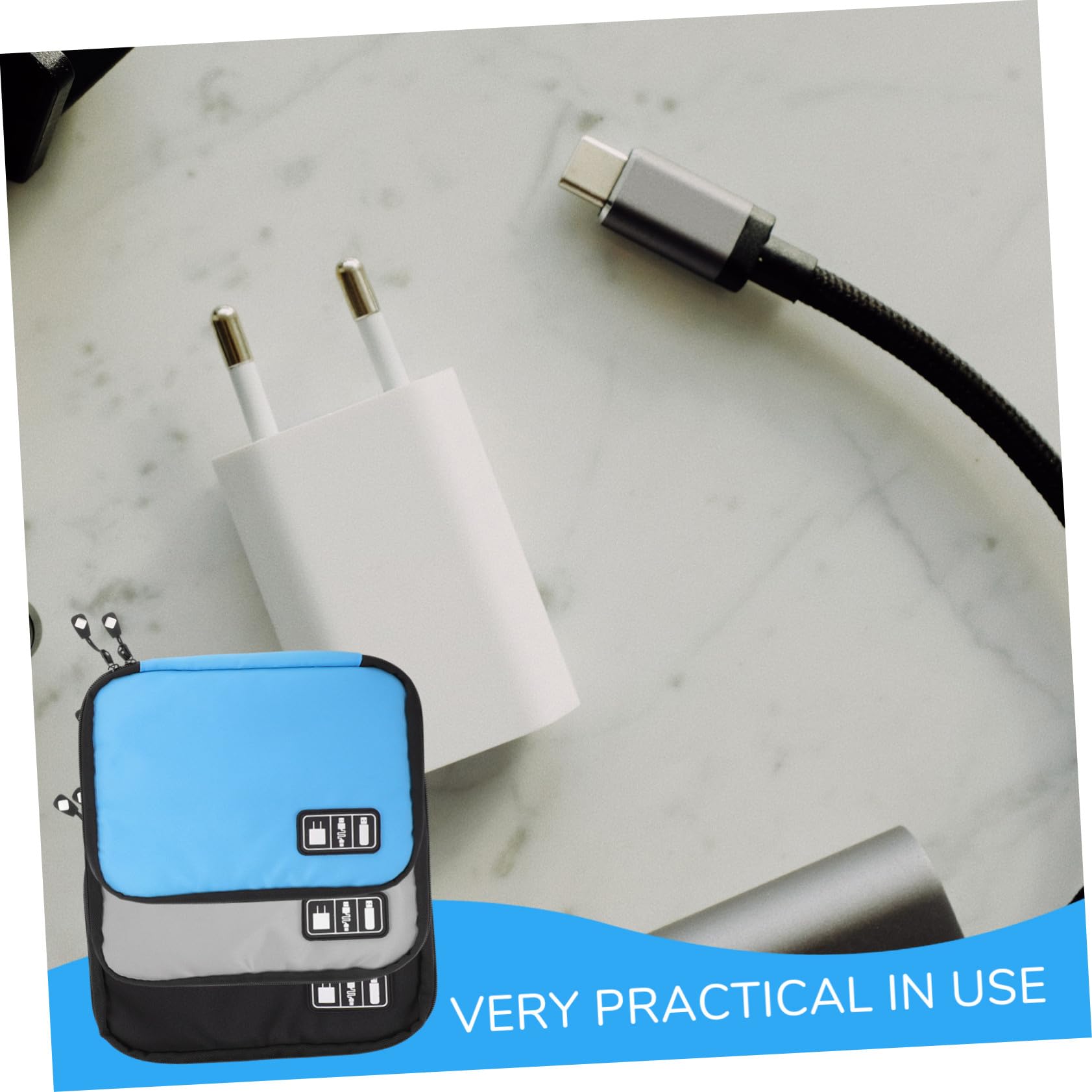 3pezzi Organizer per Cavi Dati Portatile Borsa Organizer Elettronica Tasche Rete e Doppia Apertura Cerniera per Contenere Caricabatterie Auricolari Chiavette USB e Altri Accessori