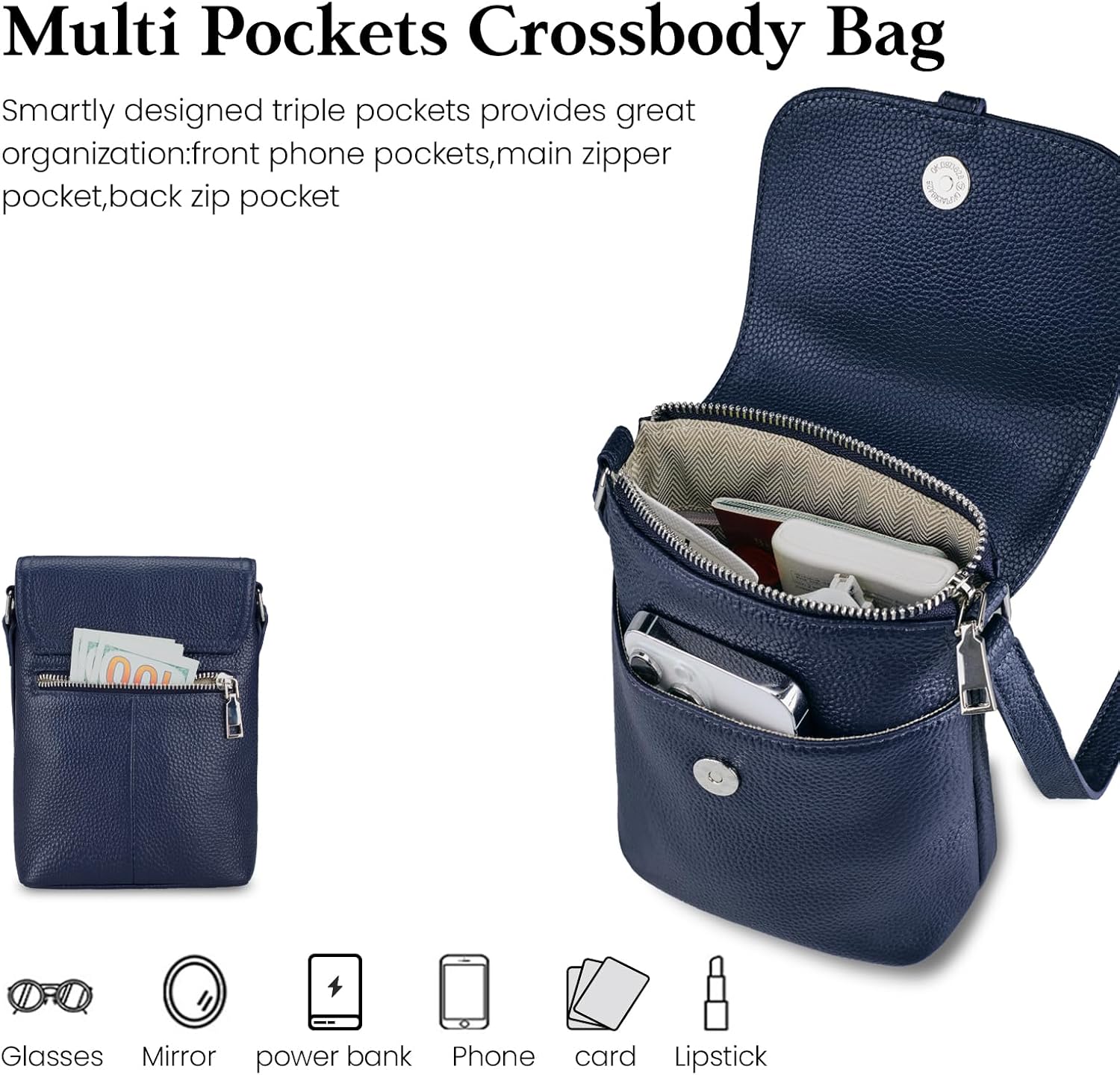 befen Genuine Leather Crossbody Bags for Women, Womens Cell Phone Purses Cross body Bag Purse with RFID Card Slots