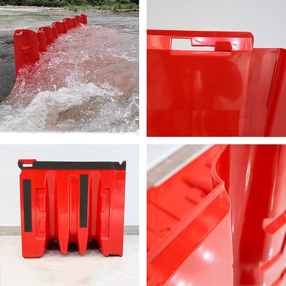Flood Prevention Barriers, L-Shaped Plastic Flood Gate Mobile Flood Control Retaining Wall,Flood Barriers for Underground Garages, Dams, Highways, Shopping Malls WMEIE (Color : Rojo, Size : 1pcs)