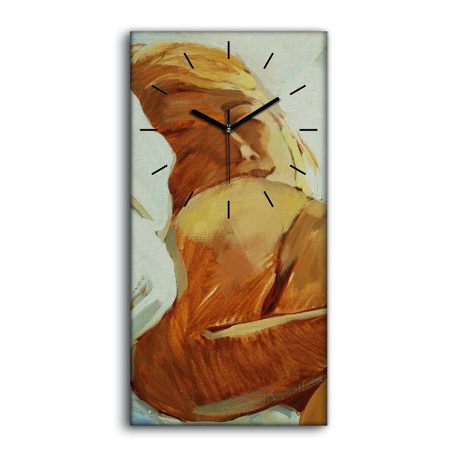 Horloge sur toile moderne 30x60cm - Décoration murale sans tic tac corps nu féminin