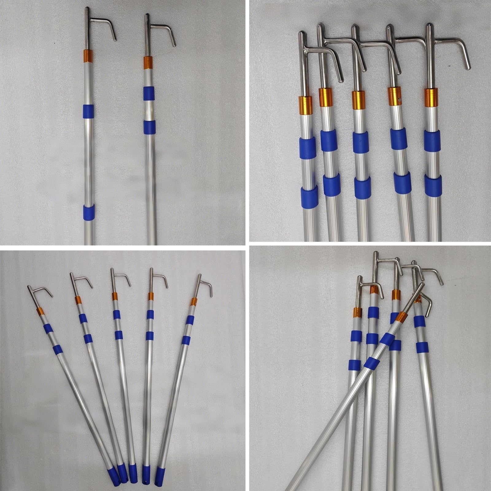 Asta per gancio per barca, resistente, con ganci in acciaio inox, per barra di spinta per yacht e barche, confezione da 5, 2 m