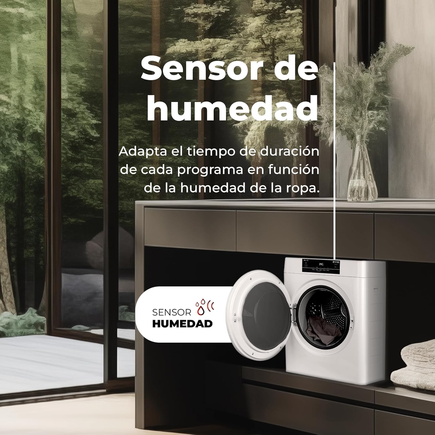 EVVO Wäschetrockner Mini S3, spanische Marke, Kapazität: 3 kg, keine Installation erforderlich, tragbarer Trockner, Airfresh-Technologie, Feuchtigkeitssensor (weiß)