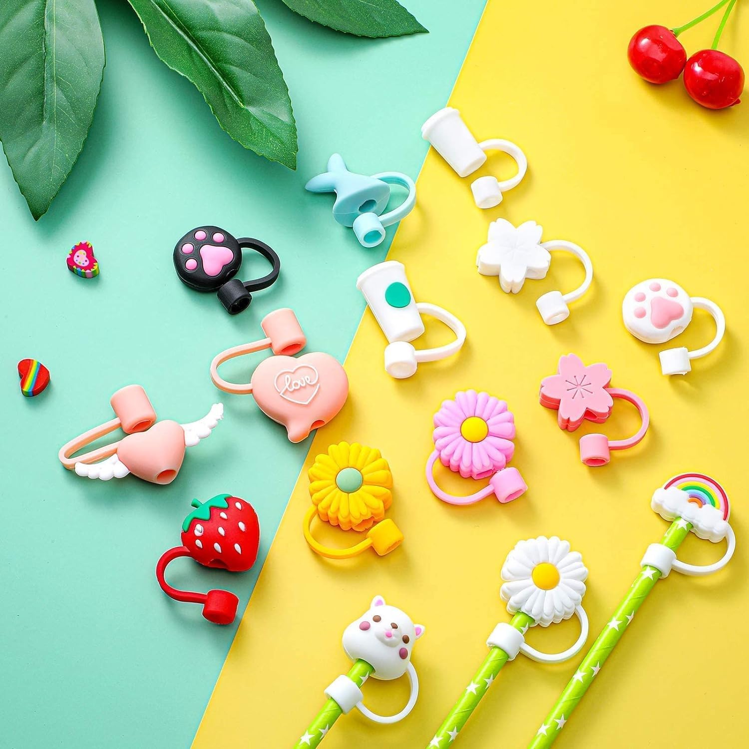 ARV® Straw Covers Cap Reusable Straw Silicone Dustproof Pencil and Straw Cover Cap Toppers Cute for Stanley (Multicolour, Pack of 8) (B0CRF9KJGY) Amazon Price History, Amazon Price Tracker