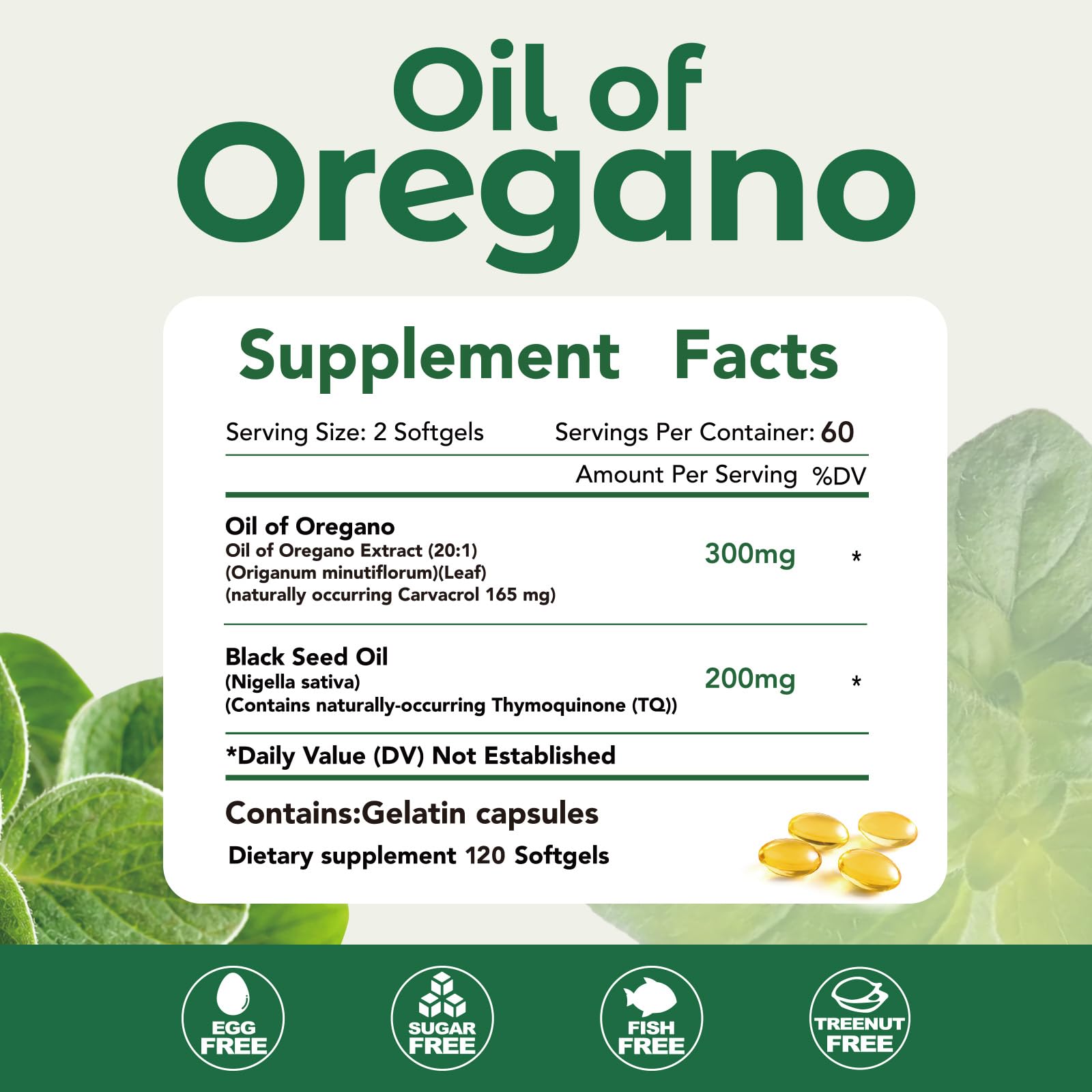 Oil of Oregano with Black Seed Oil Softgels, 120 Count — Amazon image 9