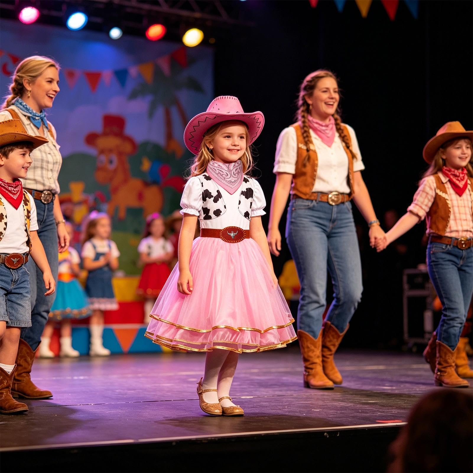 Dziewczęcy strój kowbojki, sukienka tutu, do odgrywania ról, z czapką, bandana, sukienka westernowa, dla dziewcząt w wieku 3-10 lat, na imprezę tematyczną, do szkoły, cosplay, karnawału