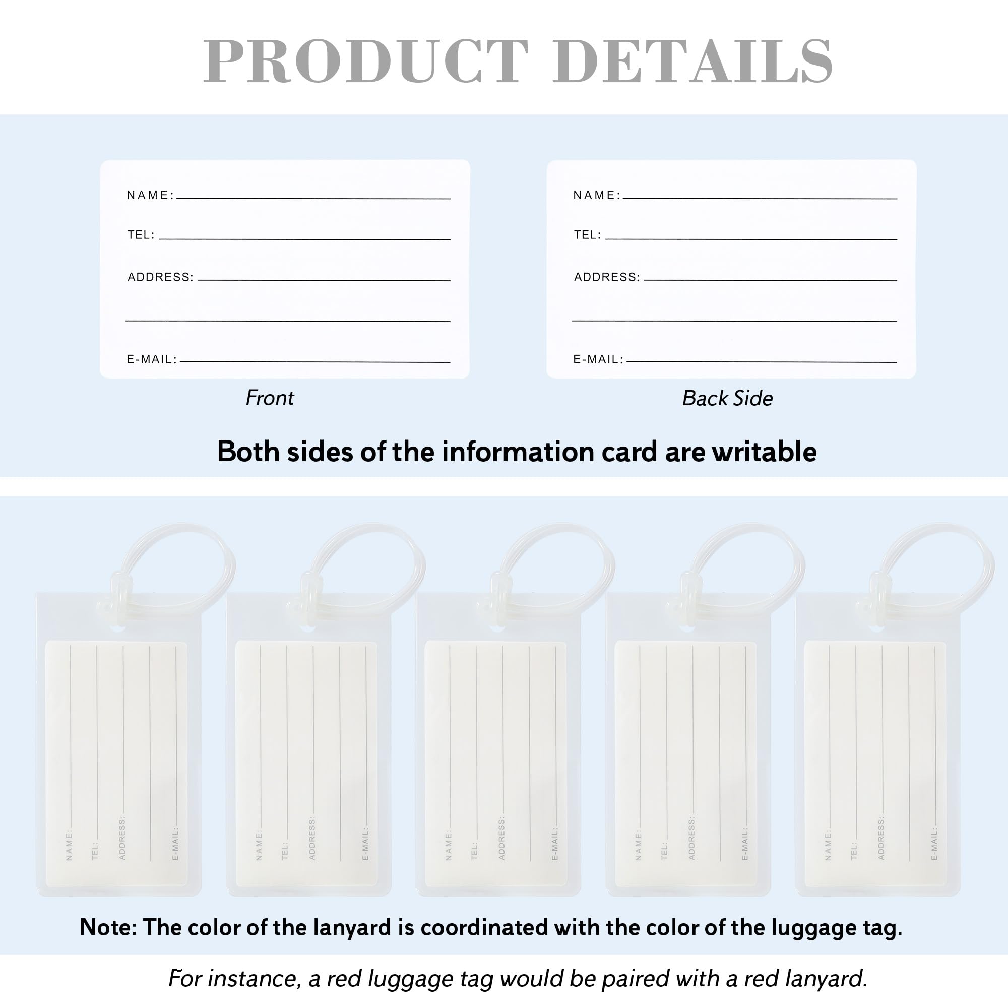 Confezione da 10 etichette per bagagli per valigie, accessori da viaggio in aereo, bianco, 4.2 x 2.5 inches | Un must per le vacanze internazionali, targhette con nome per accessori per casa e ufficio e idee regalo di viaggio