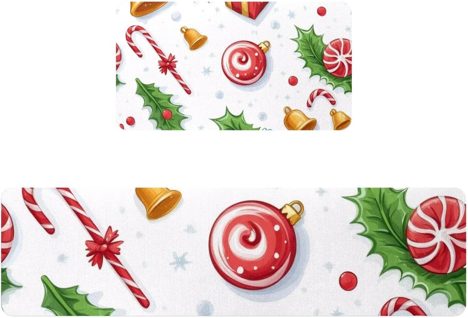 Christmas Tree Snowflake Cute Gnomes Santa Claus 2 Piece Kitchen Rugs and Mats, Kitchen Floor Runners Non Slip Washable, Indoor Door Standing Mat Pads for Sink, 15.7"x29.5"+15.7"x59"