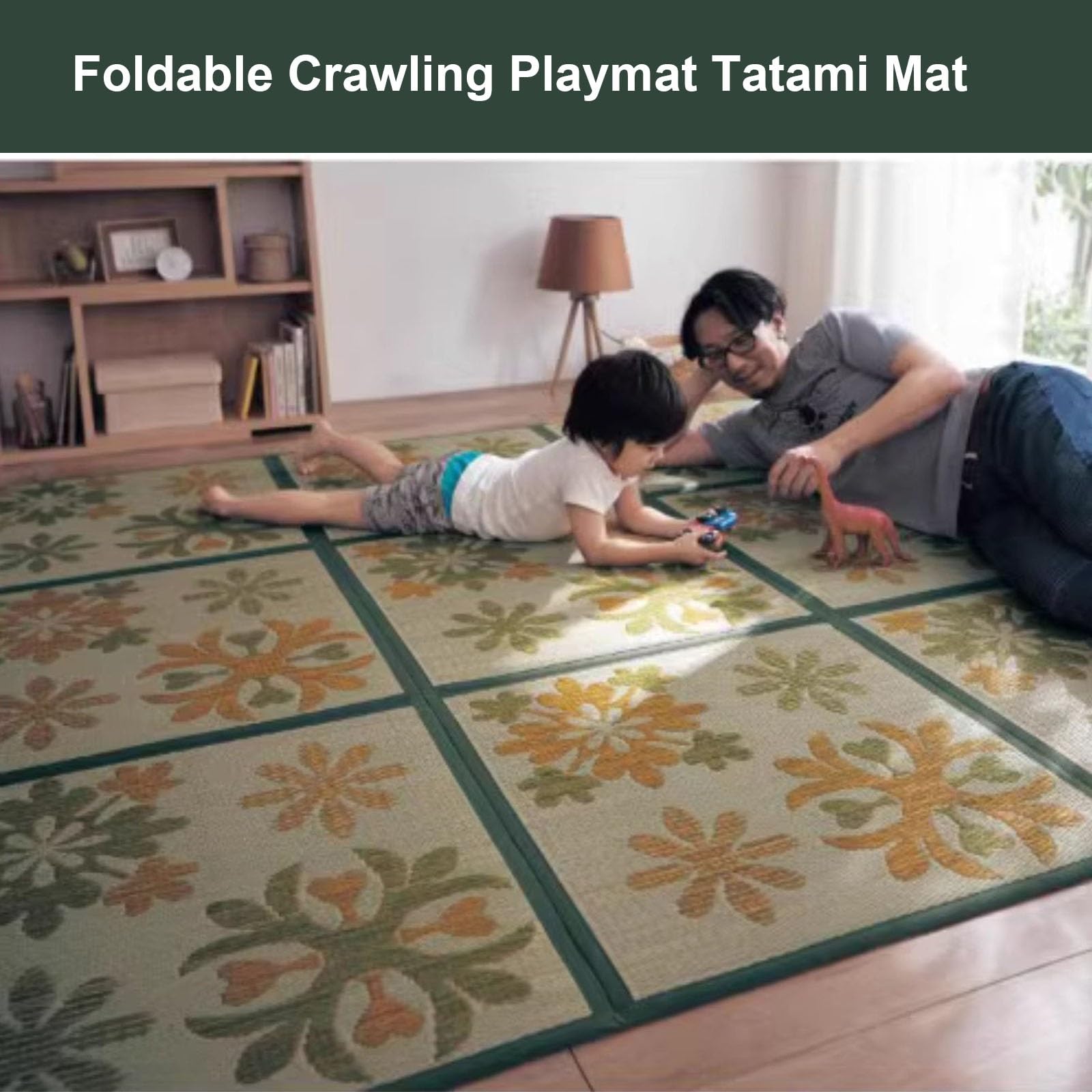 Tatami Mat Pliable Igusa Matelas Japonais Rush Herbe Sol Sommeil Futon(Yellow,195x195cm)