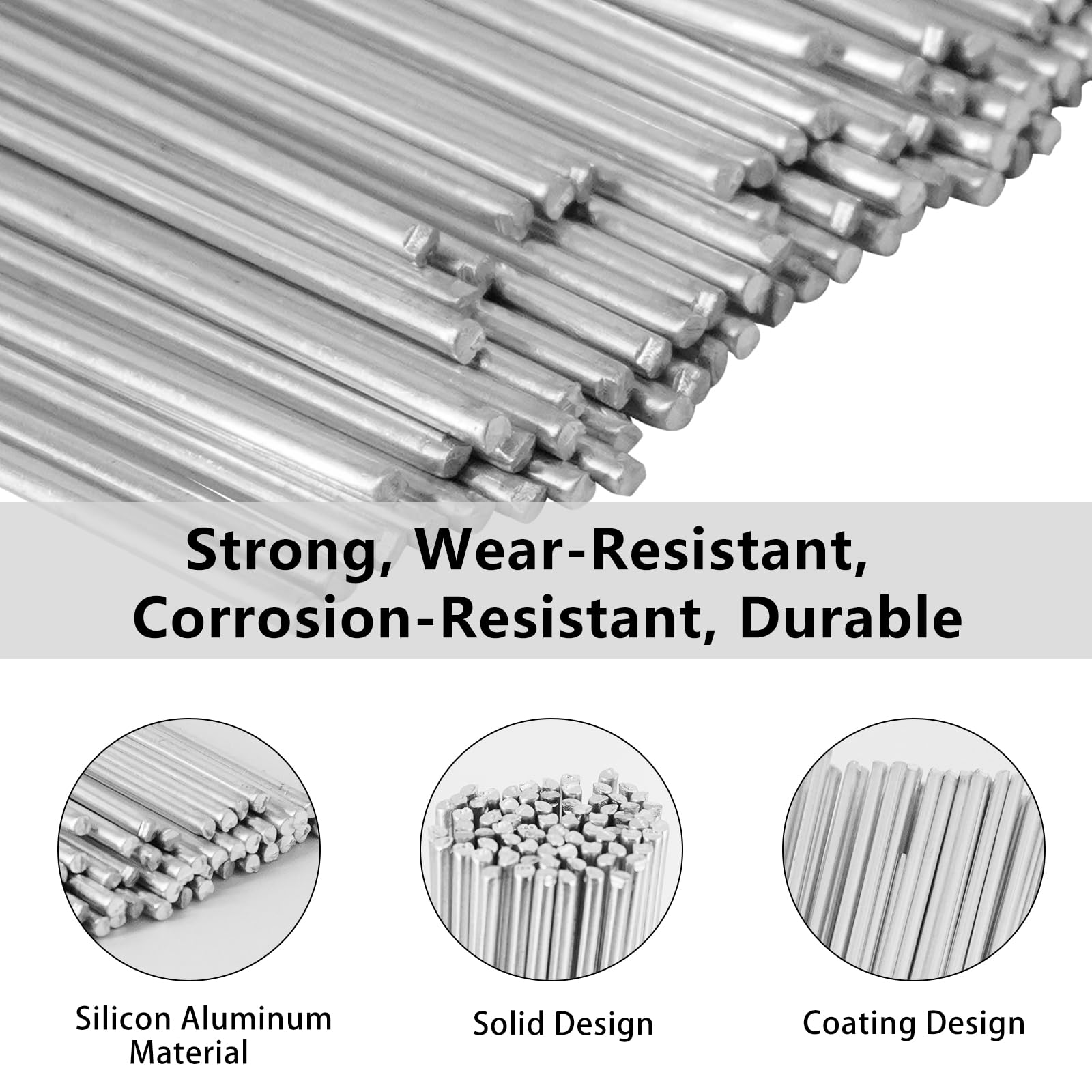 75 PCS 2mm x 30cm Aluminium Welding Rods, Silver Aluminium Brazing Rods - Image 3
