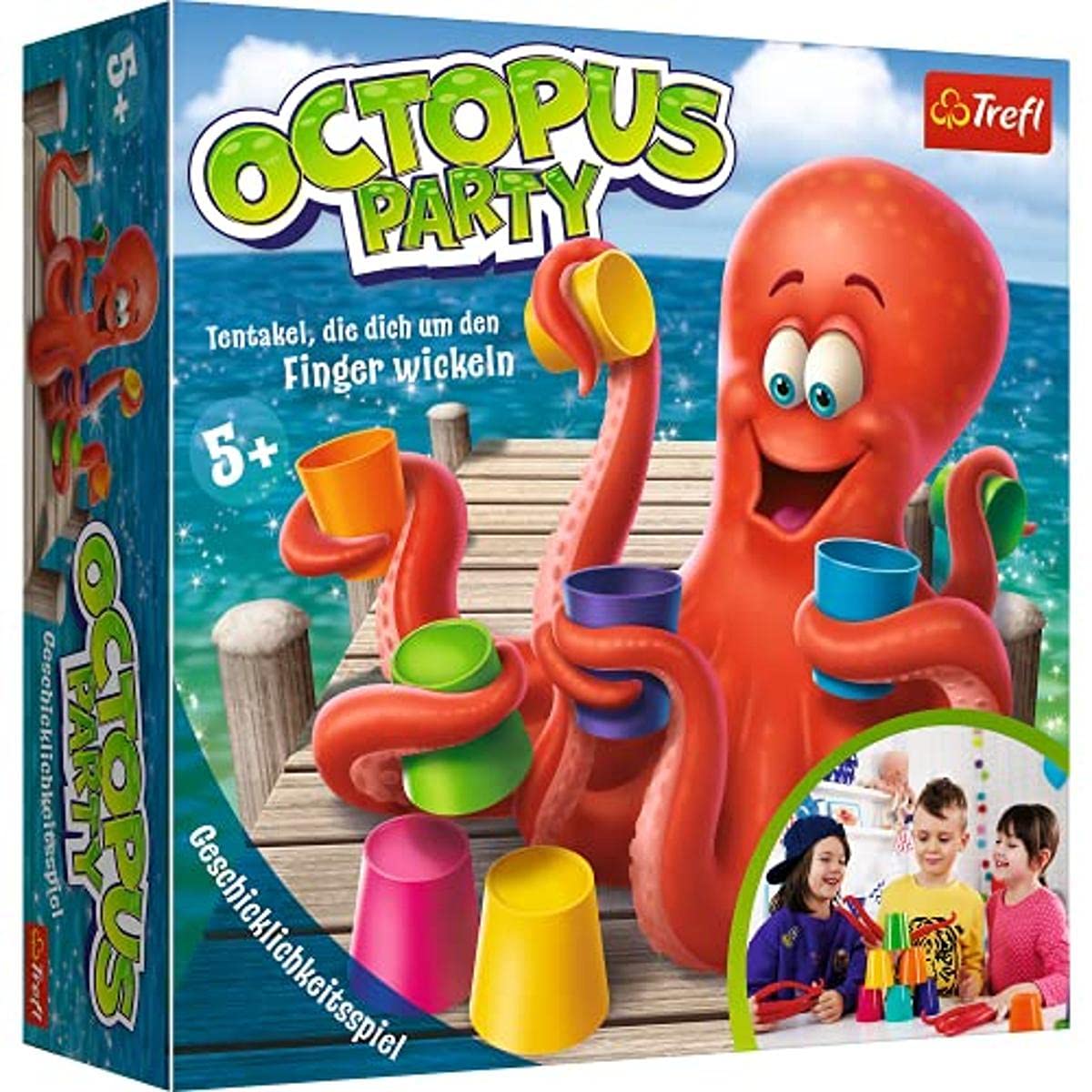 Trefl, Octopus Party, Skill Game, Family Game, Party Game for 1-3 Players, for Children from 5 Years, Finger Training