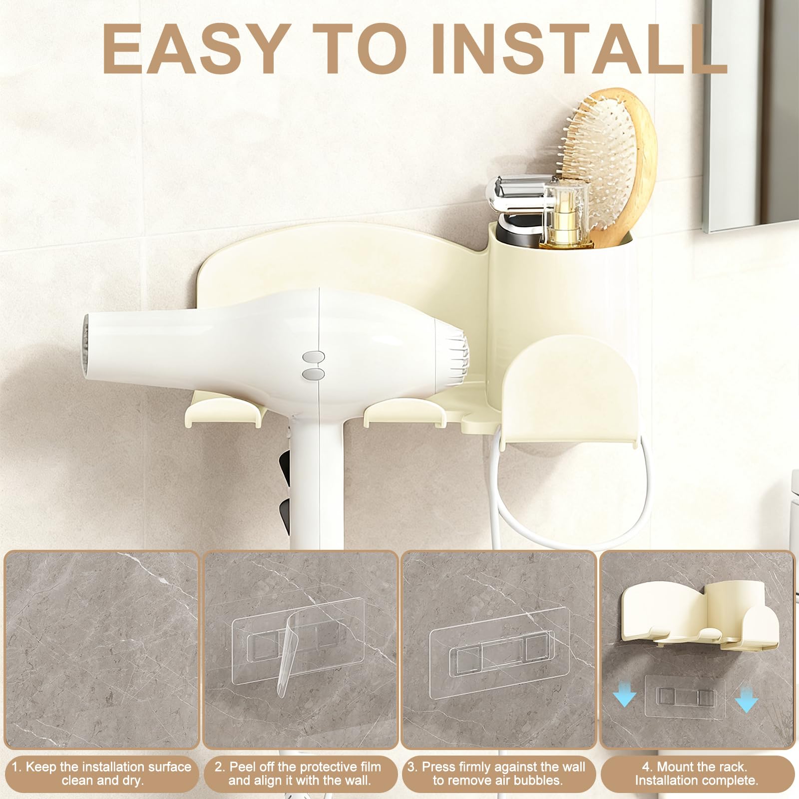 Support Spirale Support Mural Sèche-cheveux En Aluminium Doré - Fixation Vis Incluse - Gain De Place Salle De Bain Porte Sèche Cheveux Murale Support Spirale Support Mural Sèche-cheveux En Aluminium Doré - Fixation Vis Incluse - Gain De Place Salle De Bain Porte Sèche Cheveux Murale