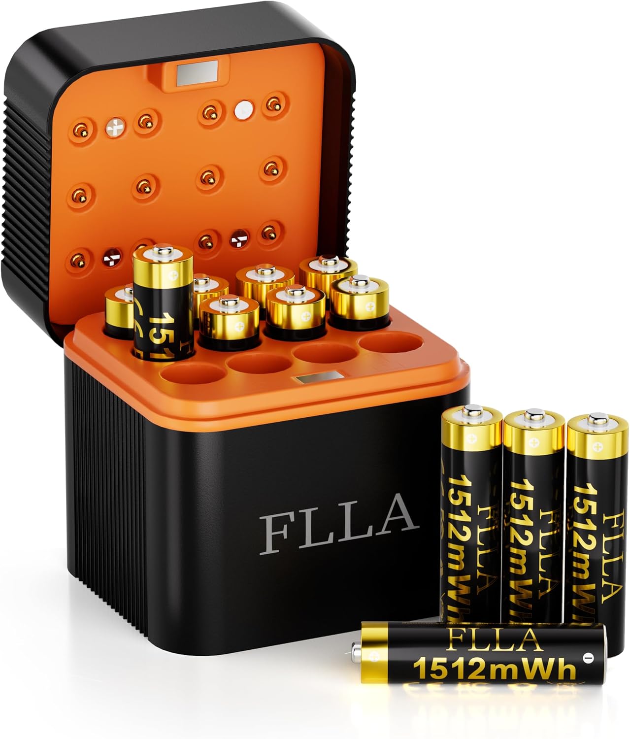 Flla Rechargeable AAA Lithium Batteries, 12 Pack 1.5V 1512mWh Triple A Batteries with USB-C Fast Charger & Storage Case, 2000+ Cycles for Blink Cameras, TV Remotes, Home Electronics