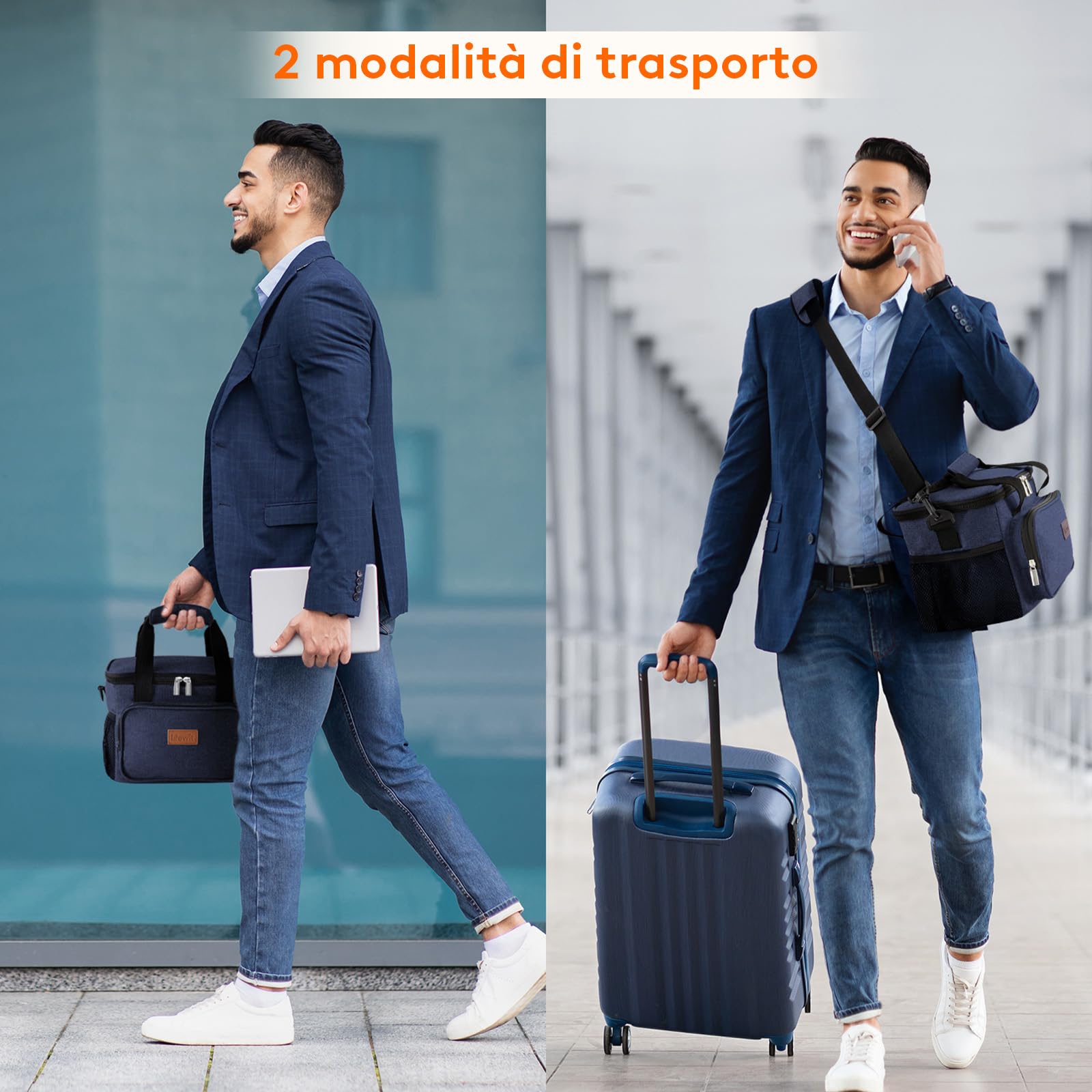 Lifewit Borsa Termica Porta Pranzo 8.5L(12 Lattine), Piccola Borse Frigo Pranzo Ufficio per Uomo e Donna, Lunch Bag per Lavoro, Mare, Viaggio, Spiaggia, Blu Scuro