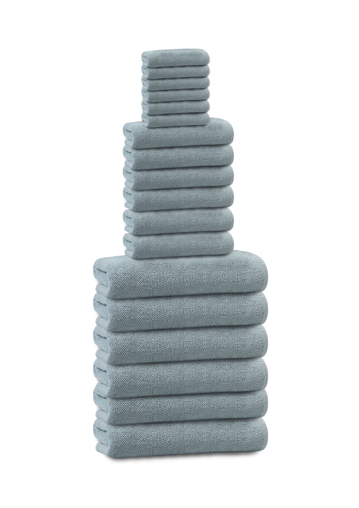 Vanya 18 Piece Towel Set 6 Bath 6 Hand 6 Washcloth - 100 Long Staple Aegean Cotton -