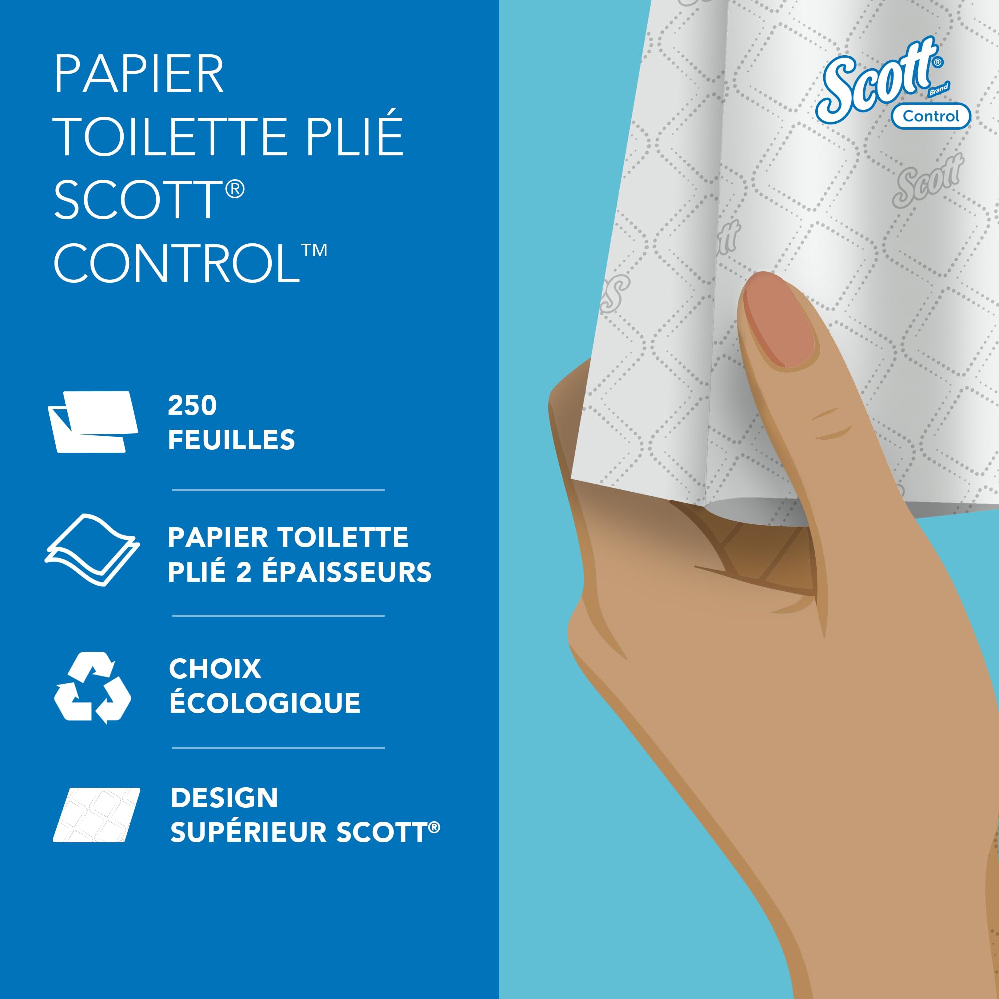 Scott Control Papier Toilette 8508, 2 Épaisseurs, Papier WC, 36x250 | Premium Toilette Papier, Blanc, Certifiés FSC, pour les Distributeurs 53949/53659, 7920 Feuilles