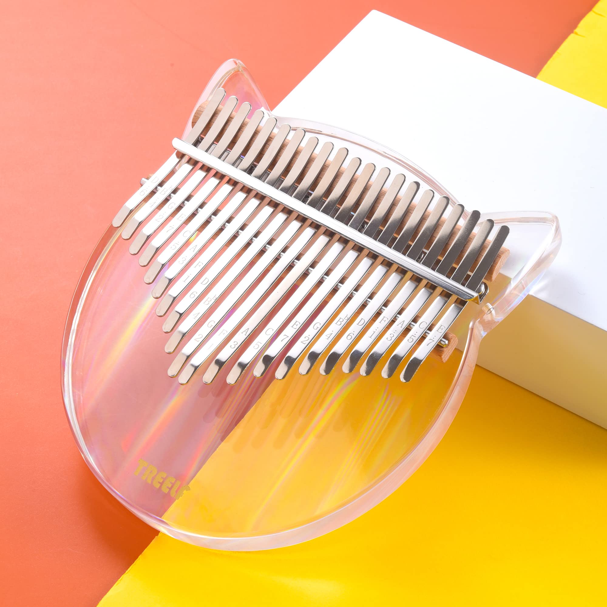 Kalimba Daumenklavier 21 Tasten Acryl Regenbogen Klar Transparent Musikinstrument Geschenk Kinder Erwachsene Anfänger