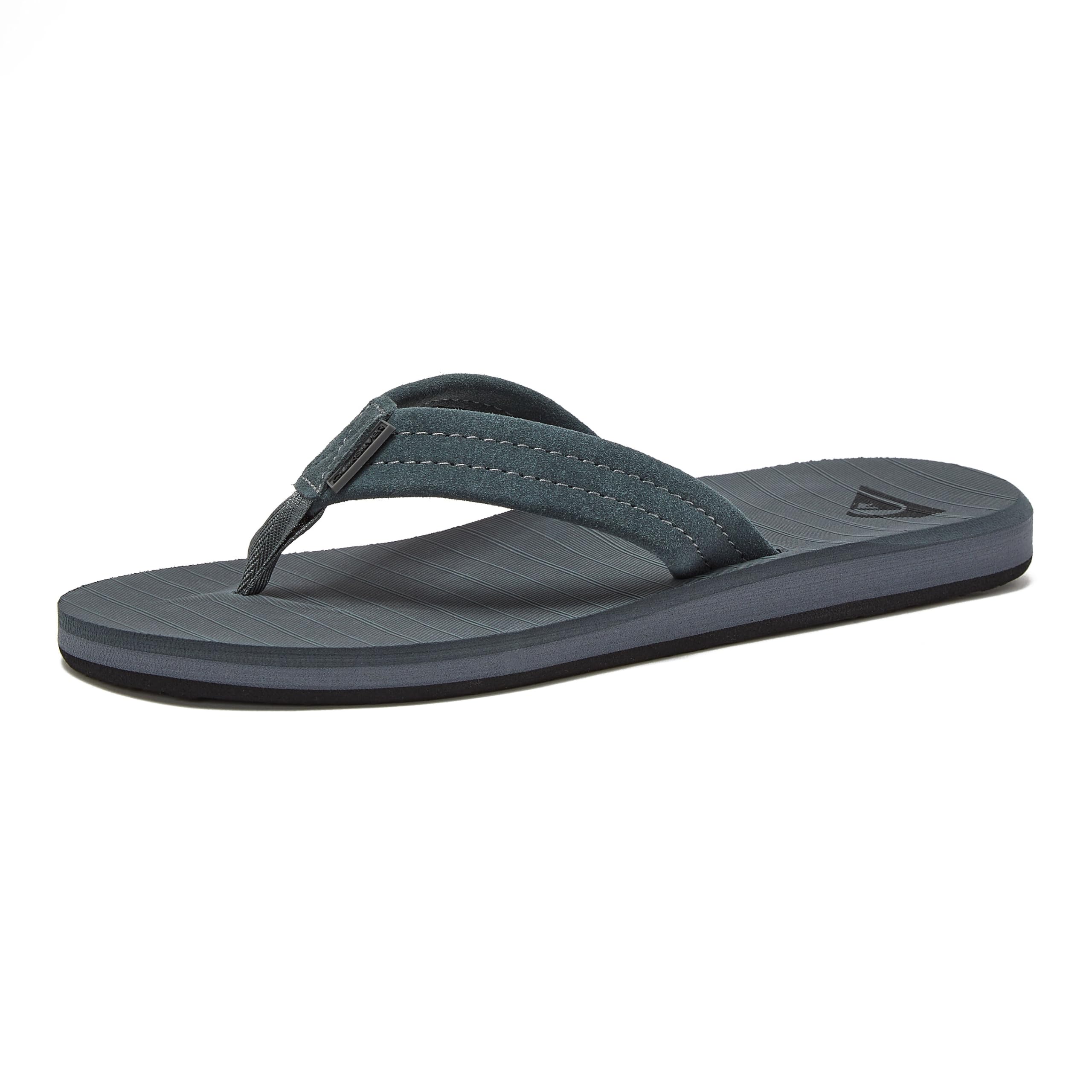Quiksilver Carver Suede Flip Flops for Men, Arch Support Athletic Mens Sandals, Size 6 to 16 Thong Mens Slides