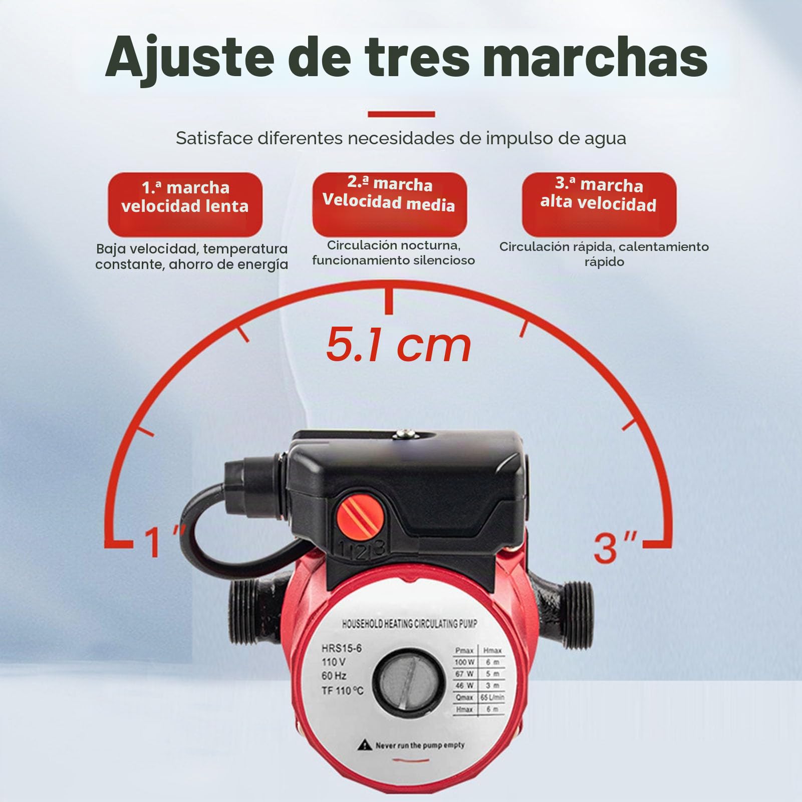 Asixxsix Bomba de Recirculación de Agua Caliente, Máx.Bomba Circuladora de Agua Conmutable de 100 W, 17 GPM, Cabezal de 19,7 Pies, 3 Velocidades, con Tubería NPT de 1 Pulgada, Junta de (Enchufe