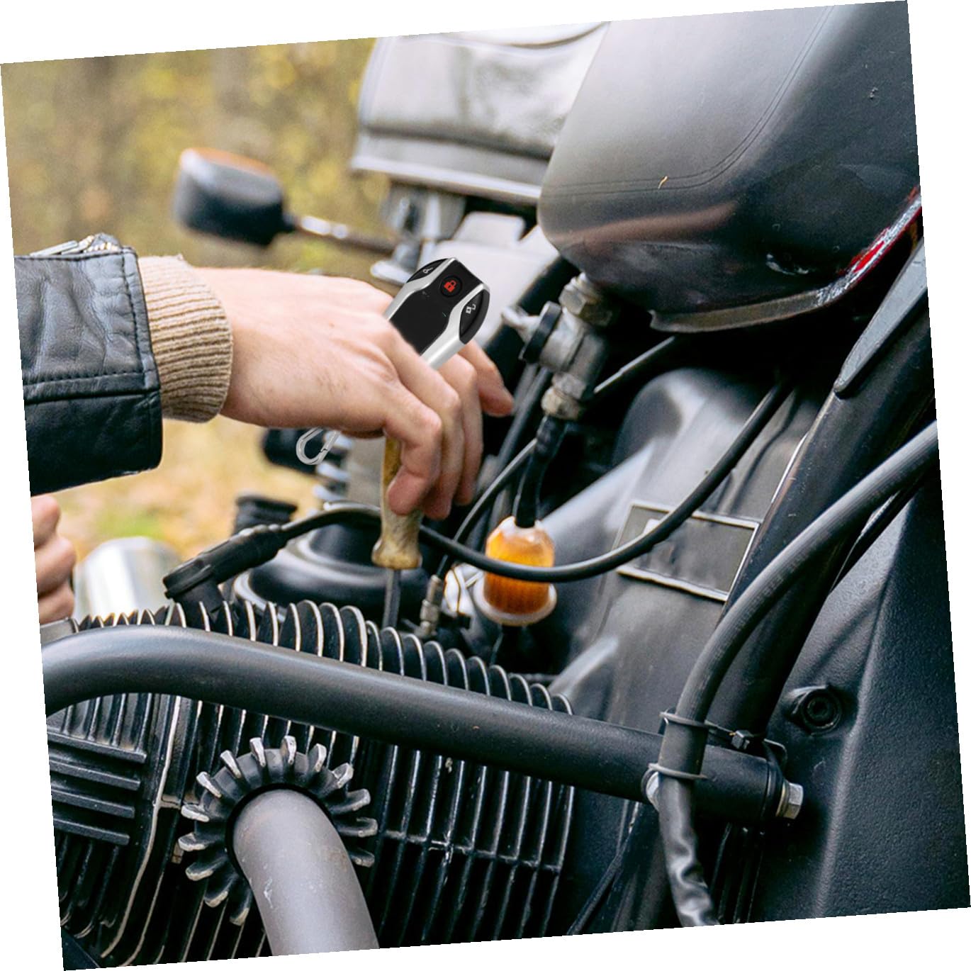 Sistema de Alarma Arranque Remoto para Motocicleta Auto Bloqueo y Desbloqueo Plástico Resistente Intemperie