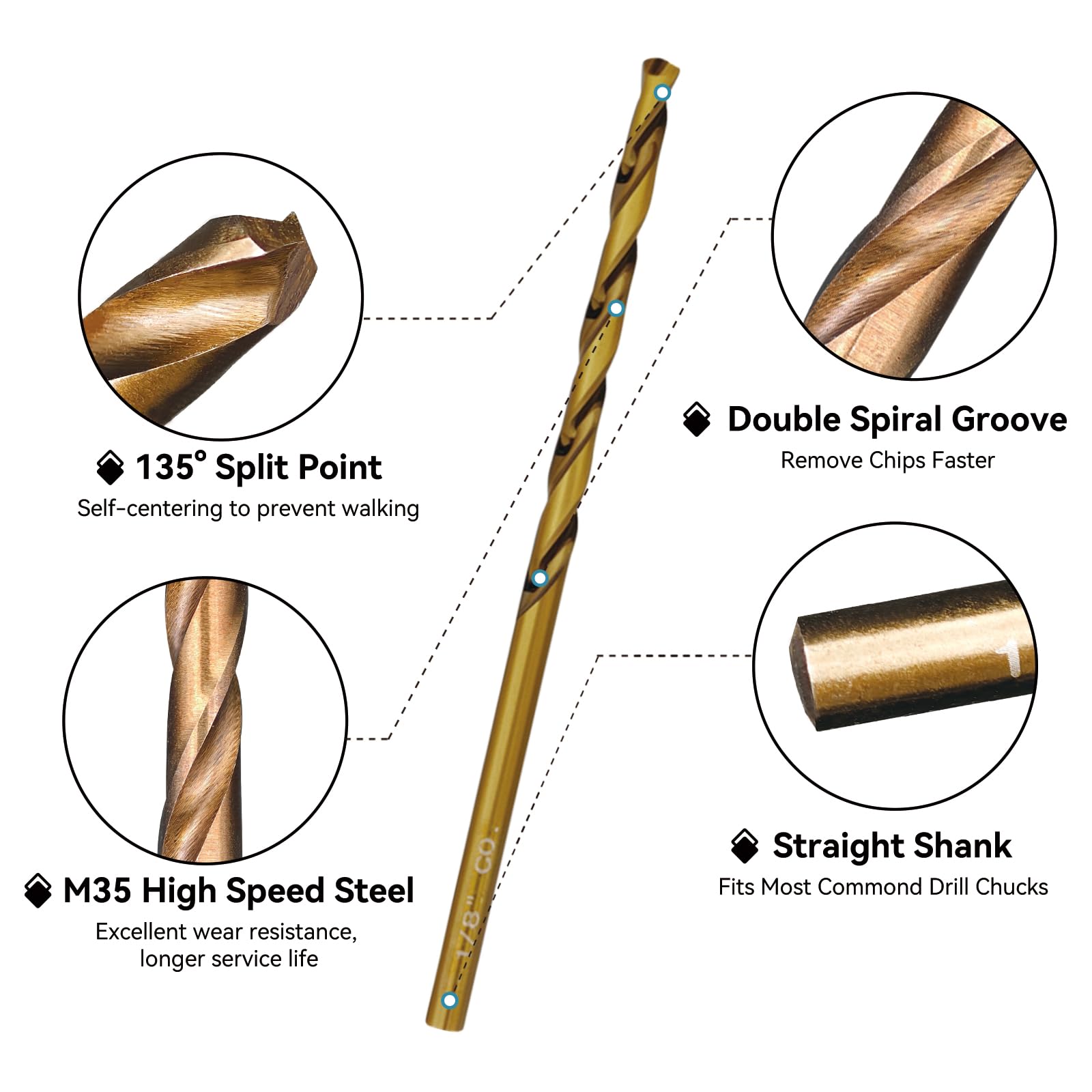 Cobalt Drill Bits Set - Stainless Steel & Metal -4