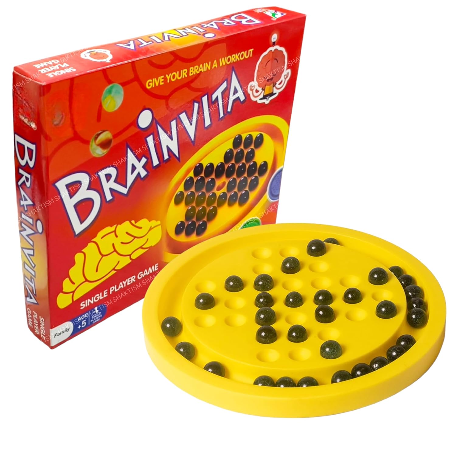 Buy SHAKTISM Brainvita Mind Challenging Board Game with 32+1 Marbles Solitaire Suitable for