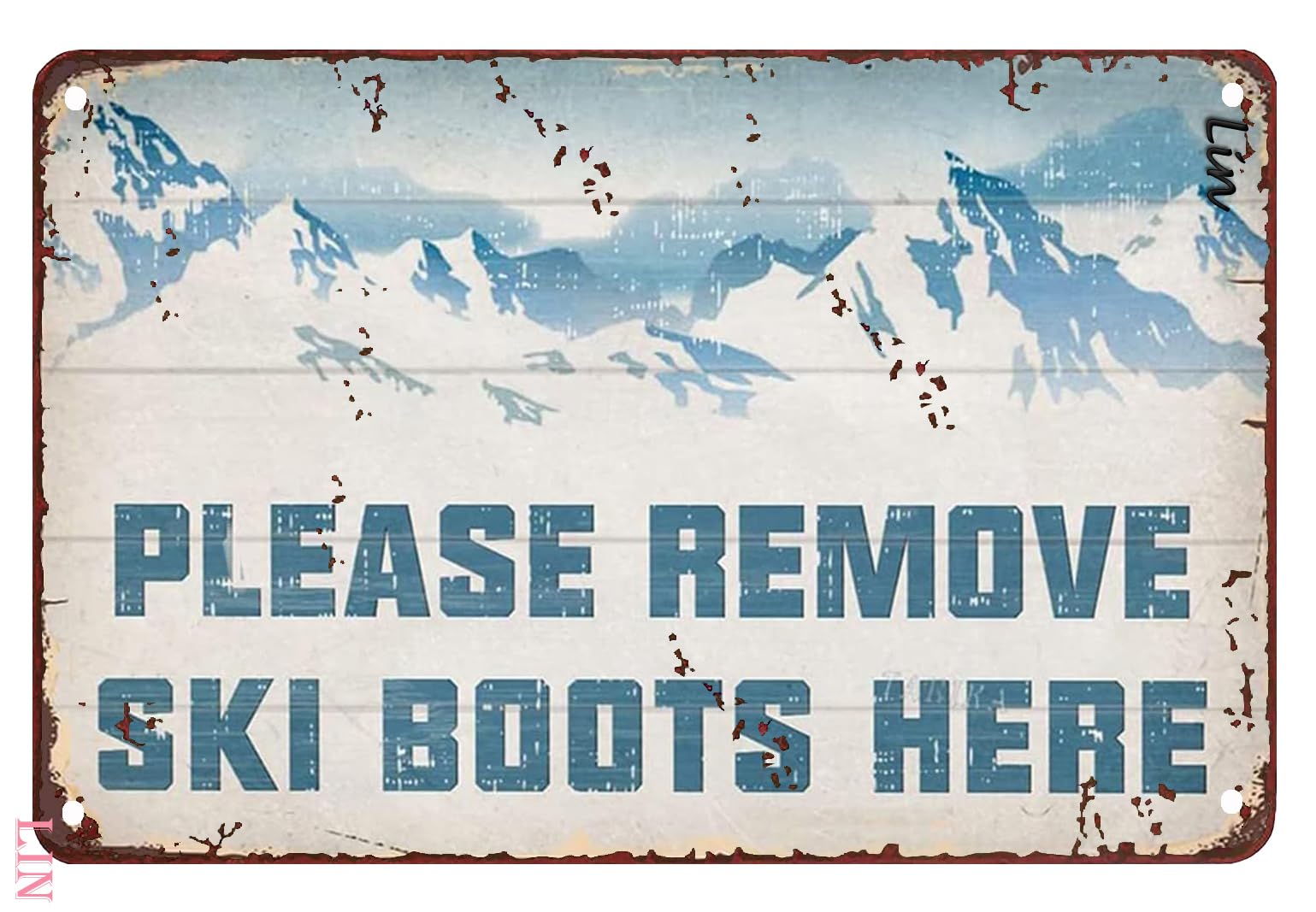 Peiyeety Az17 Vintage Ski Snow Mountain Ski Ski Resort Please Remove Ski Boots Here Poster Metal Aluminium Tin Sign 8X12 Inch Wall Decor