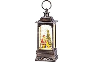 Snow Globe Christmas, Santa Claus Decoration LED Lantern with Timer