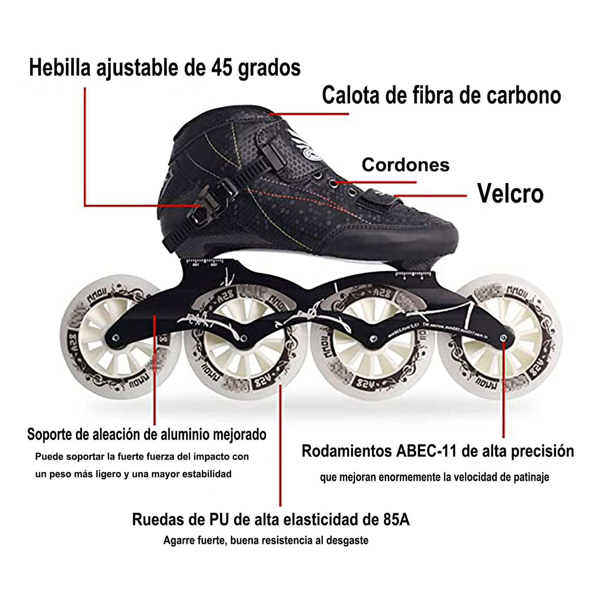Patines En Linea Adulto Profesionales Fibra De Carbono 4 Ruedas Exteriores Velocidad