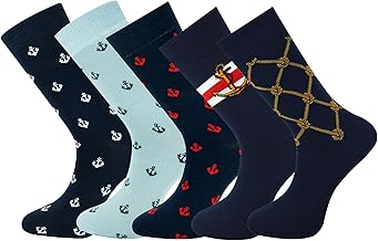 Mysocks Chaussettes pour Hommes, Lot de 5 Paires, Motif Casual et Habillé Mi-Mollet, sans Couture aux Orteils, en Coton Coloré, Style Crew