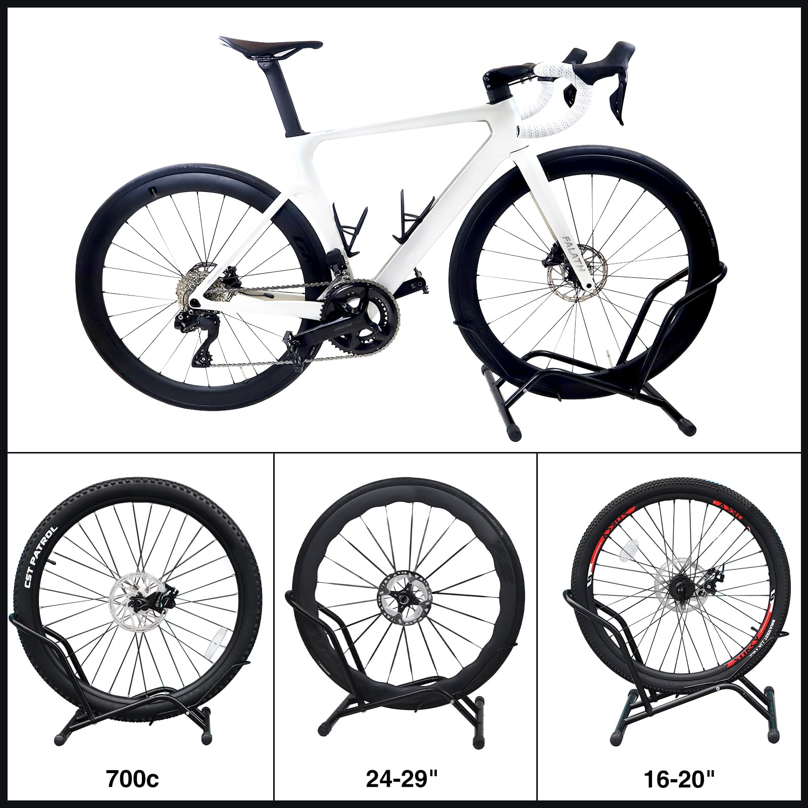 MEGHNA Fahrradständer Professional Boden Freistehender Ständer Halter Montages Fahrradpark Ständer für Mountainbike Rennrad MTB Schwarz