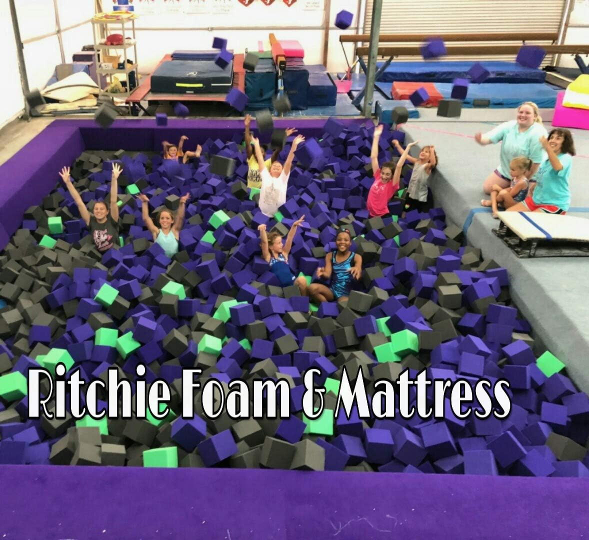 Foam Pits Blocks 68 pcs. (Purple) 8"x 8"x 8" Flame Retardant Pit Foam Blocks for Skateboard Parks, Gymnastics Companies, and Trampoline Arenas